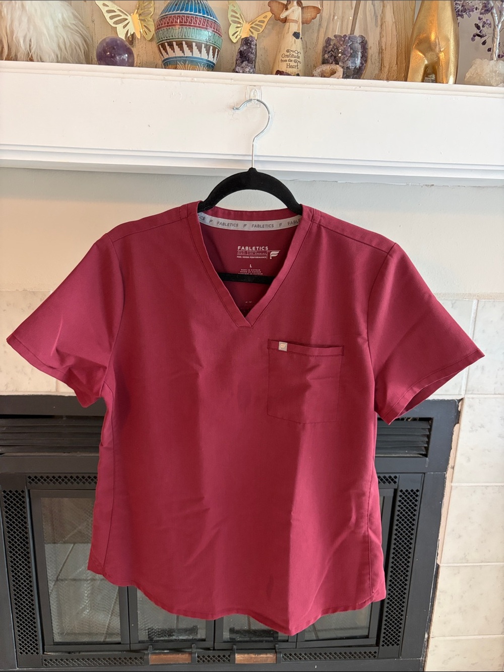 Fabletics Women's Short Sleeve V-Neck Top in Maroon